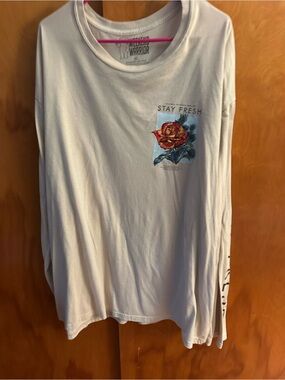 Stay Fresh Rose Graphic Long-Sleeve Tee - White